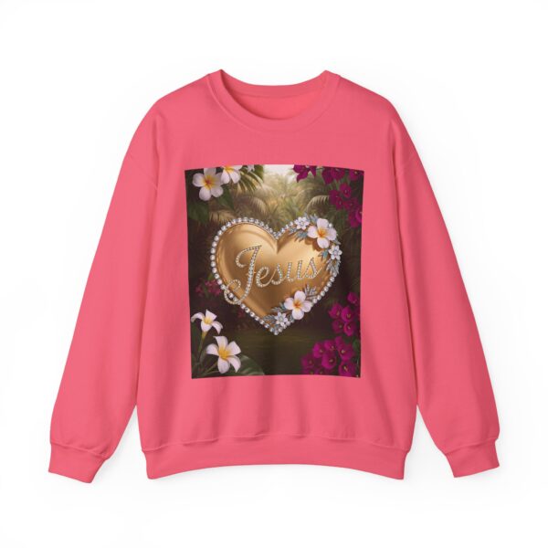 Crewneck Sweatshirt-with our inspirational "Jesus" 'Solid Gold Heart' Design!! Vintage Inspired Faith Apparel, Gospel Fashion Unisex Heavy - Image 2