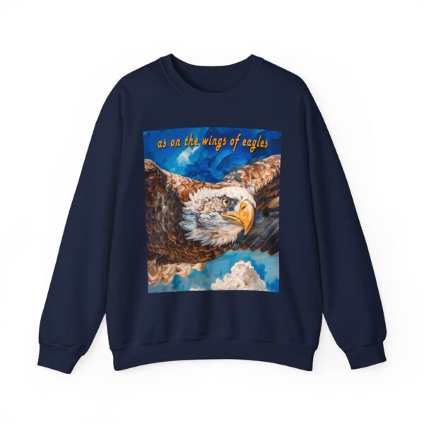 Crewneck Sweatshirt-with our "as on the wings of eagles" design with a majestic eagle in flight! Vintage Inspired Faith Apparel, Gospel Fashion Unisex Heavy Isaiah 40:31 - Image 17