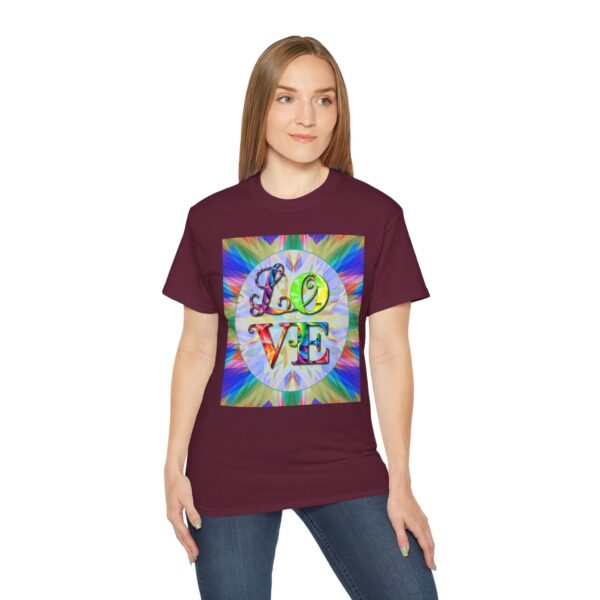 Our inspirational "Love" 'kaleidoscope' Design!! on a Christian Unisex Cotton T-Shirt, Faith Spiritual Apparel, Love Gift - Image 12