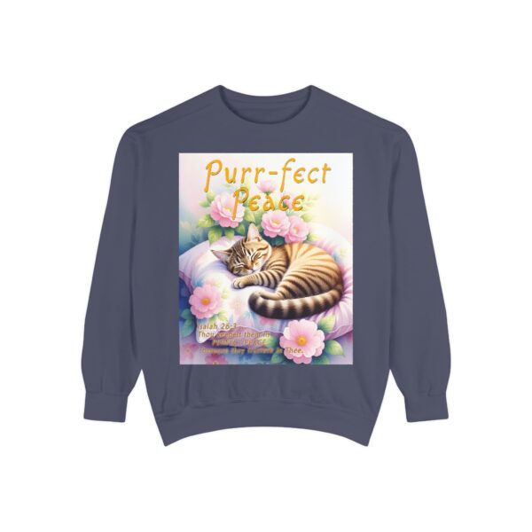 Sweatshirt Unisex with "Purr-fect Peace" with a cat in blissful sleep and the verse Isaiah 26:3!  Christian Apparel, Faith-Based Comfort, Jumper, Gift for Believers - Image 23