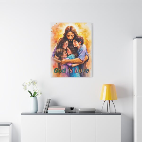 Inspirational Wall Art Canvas "God is Love" Jesus hugging a young family! Christian Home Decor Uplifting Religious Gift Faith-Based Artwork - Image 19