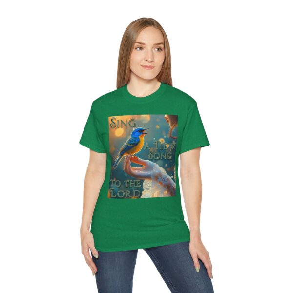 Our 'Song Bird' "Sing a New Song" Inspirational Christian Unisex Cotton T-Shirt, Faith Spiritual Apparel, Gift for Christians - Image 17