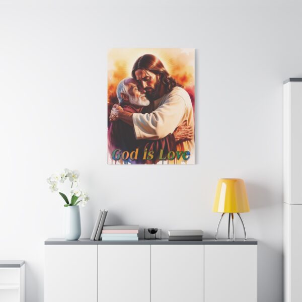 Inspirational Wall Art Canvas, "God is Love" Jesus hugging Papa! Print, Christian Home Decor, Uplifting Religious Gift, Faith-Based Artwork - Image 17