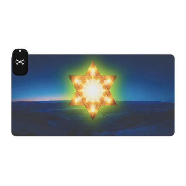 LED + Wireless Charger Gaming Mouse Pad with 'Star of David over Israel' Design, Gaming Desk Accessory, Tech Gift, Home Office Gamer Essentials - Image 10