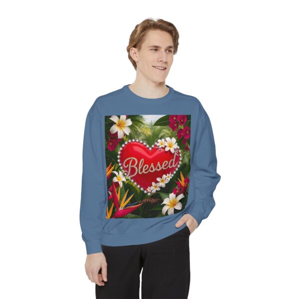 Sweatshirt Unisex with our Inspirational "Blessed" 'Solid Red Heart' Design!! Faith Apparel Gospel Fashion Jumper, Pullover - Image 3