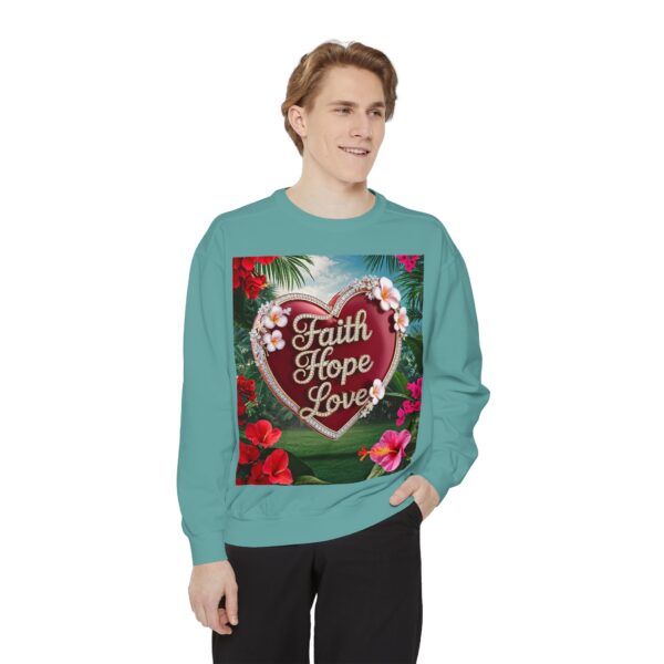 Sweatshirt Unisex our inspirational "Faith Hope Love" 'Solid Red Heart' design. Faith Apparel Gospel Fashion Jumper, Pullover - Image 22