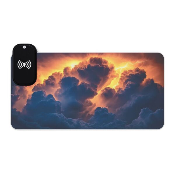 LED + Wireless Charger Gaming Mouse Pad with our 'Storm Light' Design, Gaming Desk Accessory, Tech Gift, Home Office Gamer Essentials