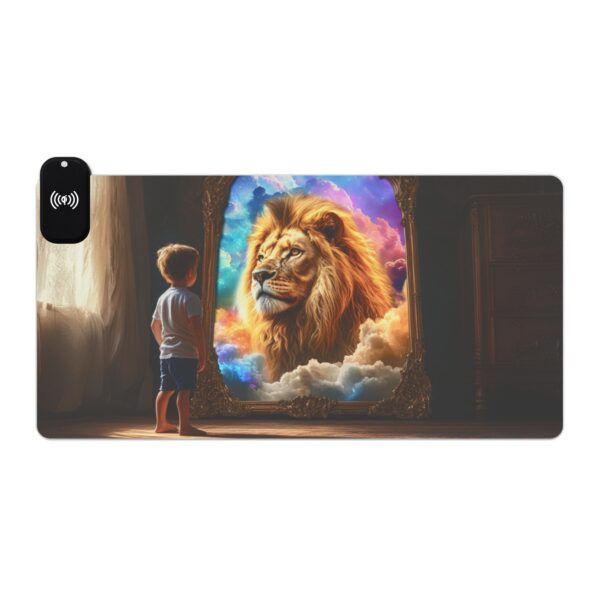 LED + wireless Charging Mouse Pad, Desk Mat, "Benji's Reflection" Biblical Fantasy Design, Tech Gift, Home Office Essentials Inspirational - Image 10
