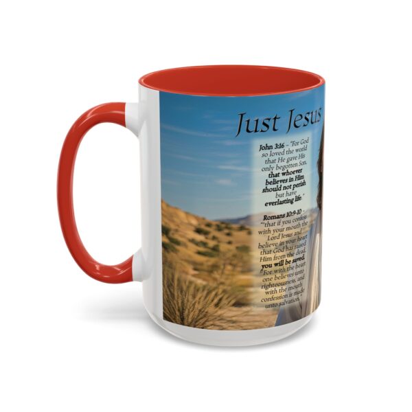 Our inspirational "Just Jesus" and Verses on Salvation Ceramic Accent Coffee Mug Design is Perfect for Wedding Gifts, Inspirational Decor - Image 31