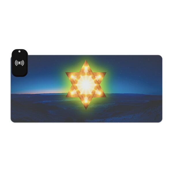 LED + Wireless Charger Gaming Mouse Pad with 'Star of David over Israel' Design, Gaming Desk Accessory, Tech Gift, Home Office Gamer Essentials - Image 7