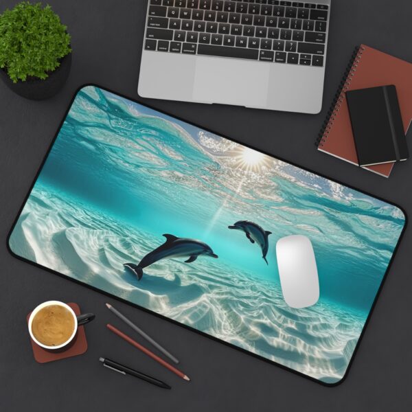 Inspirational Desk Mat 'Dolphins at Rest' - Mouse Pad, Office Decor Desk Accessory, Gaming Pad, Computer Mat, Non-Slip, Beauty of Nature - Image 6