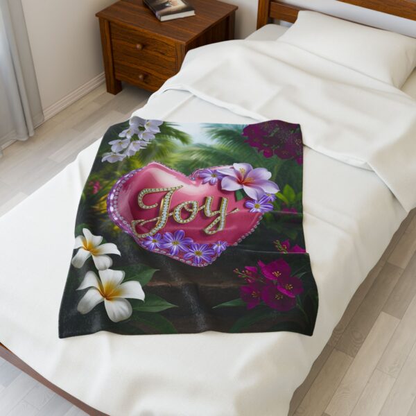 Our Beautiful "Joy" 'Pink Heart' Design Velveteen Plush Throw Blanket, Cozy Gift for Anniversary, Home Decor Bedding - Image 11