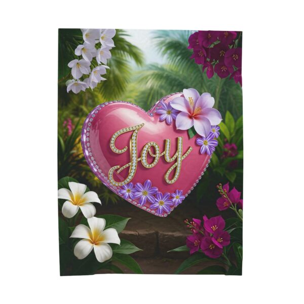 Our Beautiful "Joy" 'Pink Heart' Design Velveteen Plush Throw Blanket, Cozy Gift for Anniversary, Home Decor Bedding - Image 2