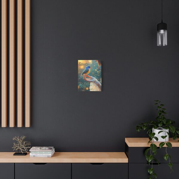 Inspirational matte Canvas Wall Art, 'Song Bird' "Sing a new song" design, Christian Home Decor, Uplifting Faith-Based Artwork, Psalm 96:1 - Image 3