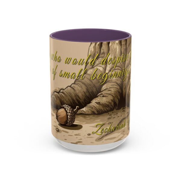 Our inspirational  'Day of Small Beginnings' from Zech 4:10 Ceramic Accent Coffee Mug Design is Perfect for Wedding Gifts, Inspirational Decor - Image 57