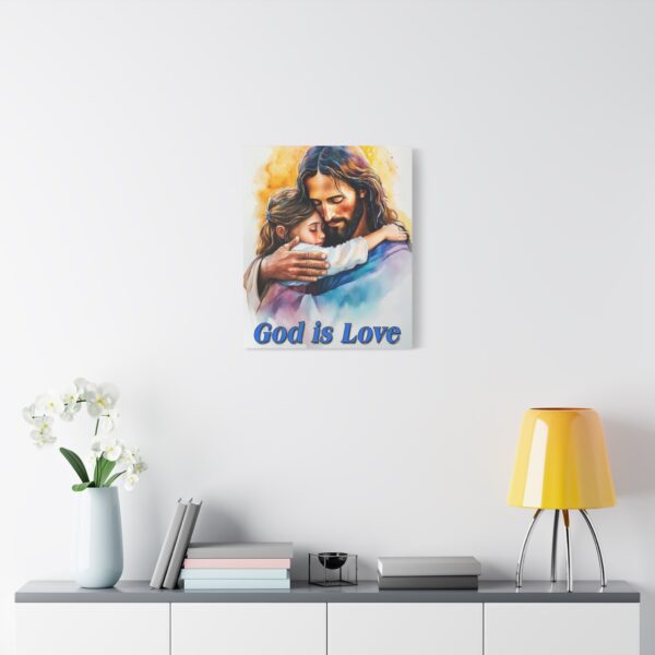 Inspirational Wall Art Canvas, "God is Love" Jesus hugging a small girl! Christian Home Decor, Uplifting Religious Gift, Faith-Based Artwork - Image 11