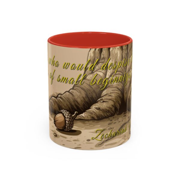 Our inspirational  'Day of Small Beginnings' from Zech 4:10 Ceramic Accent Coffee Mug Design is Perfect for Wedding Gifts, Inspirational Decor - Image 13