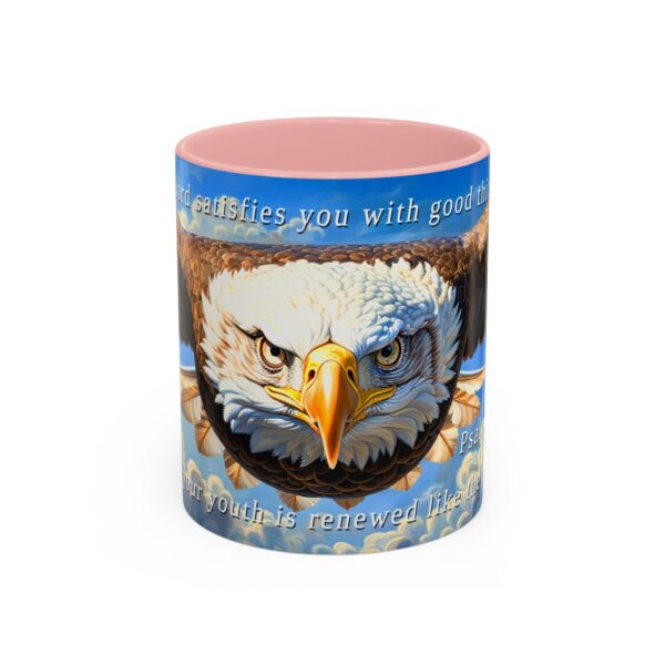 Our inspirational 'Soaring Eagle' and Psalm 103:5 'your youth is renewed like the eagles' design Ceramic Accent Coffee Mug Design is Perfect for Wedding Gifts, Inspirational Decor - Image 9