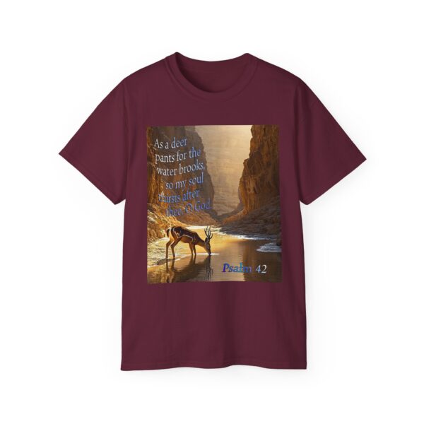 Our inspirational Psalm 42 'As a Deer Pants' in design! Christian Unisex Cotton T-Shirt, Faith Spiritual Apparel, Love Gift - Image 9