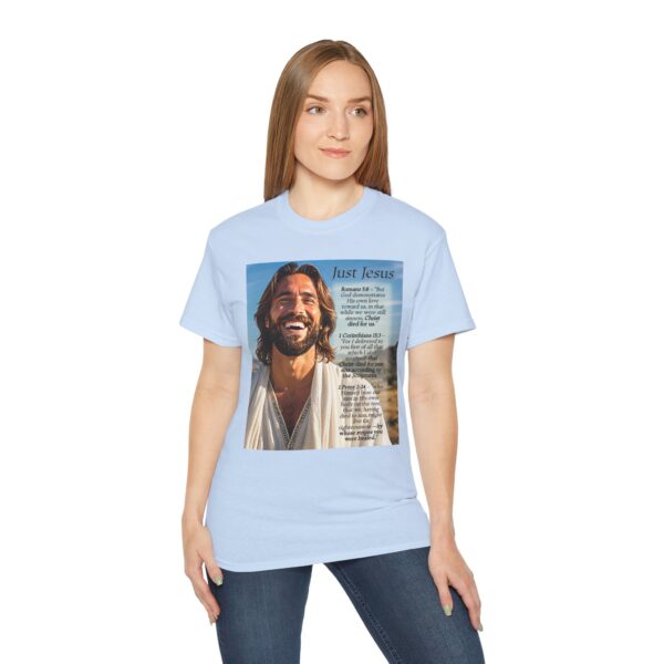 Our inspirational "Just Jesus" and Verses on Salvation Design on a Christian Unisex Cotton T-Shirt, Faith Spiritual Apparel, Love Gift - Image 18