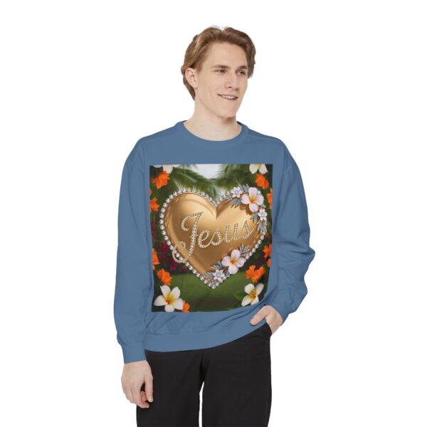 Sweatshirt Unisex with our Inspirational "Jesus" 'Diamond Ring-Solid Gold Heart' Design! Faith Apparel Gospel Fashion - Image 6
