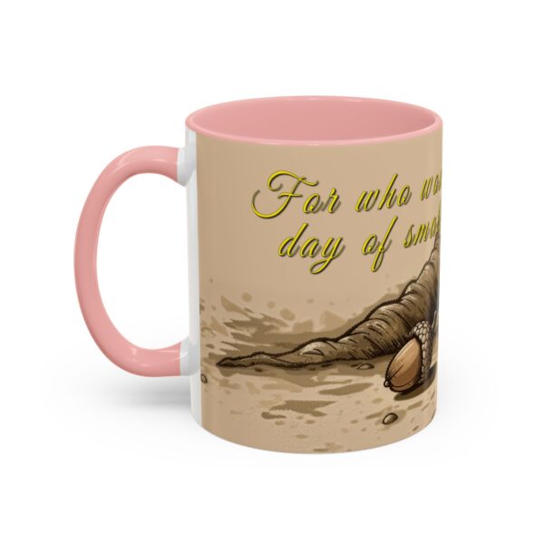 Our inspirational  'Day of Small Beginnings' from Zech 4:10 Ceramic Accent Coffee Mug Design is Perfect for Wedding Gifts, Inspirational Decor - Image 11