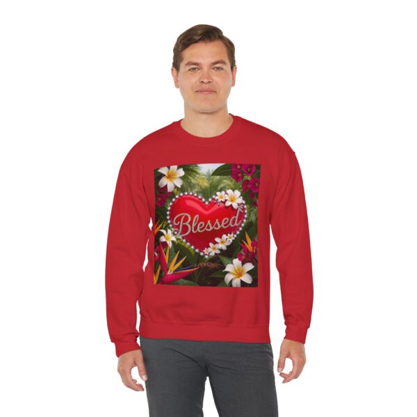 Crewneck Sweatshirt-with our Inspirational "Blessed" 'Solid Red Heart' Design!! Vintage Inspired Faith Apparel, Gospel Fashion Unisex Heavy - Image 22