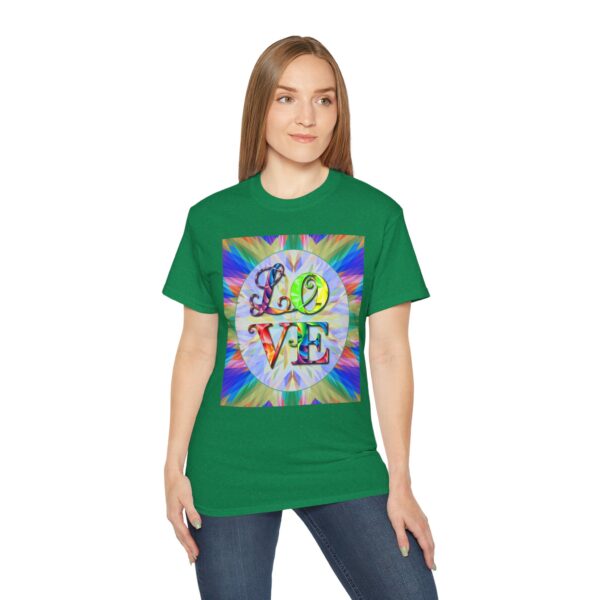 Our inspirational "Love" 'kaleidoscope' Design!! on a Christian Unisex Cotton T-Shirt, Faith Spiritual Apparel, Love Gift - Image 18