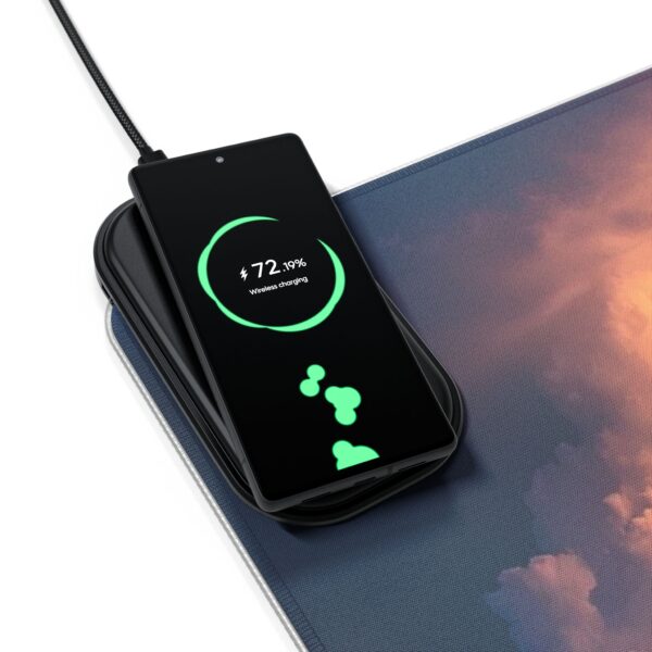 LED + Wireless Charger Gaming Mouse Pad with our 'Storm Light' Design, Gaming Desk Accessory, Tech Gift, Home Office Gamer Essentials - Image 9