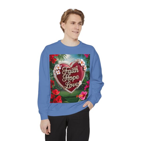 Sweatshirt Unisex our inspirational "Faith Hope Love" 'Solid Red Heart' design. Faith Apparel Gospel Fashion Jumper, Pullover - Image 32