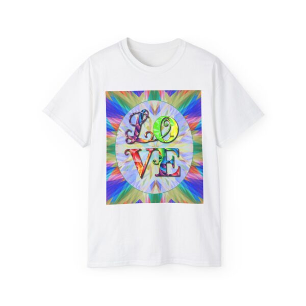Our inspirational "Love" 'kaleidoscope' Design!! on a Christian Unisex Cotton T-Shirt, Faith Spiritual Apparel, Love Gift - Image 5