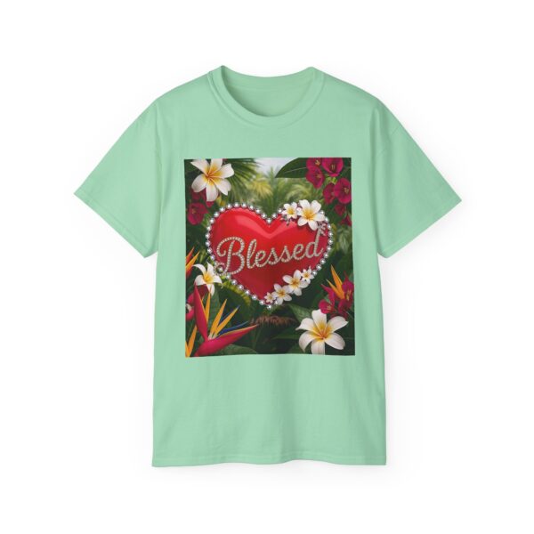Our inspirational "Blessed" 'Solid Red Heart' Design! on a Christian Unisex Cotton T-Shirt, Faith Spiritual Apparel, Love Gift - Image 15