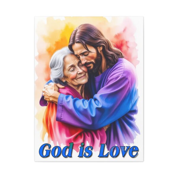 Inspirational Wall Art Canvas, "God is Love" Jesus hugging Grandmother, Christian Home Decor, Uplifting Religious Gift, Faith-Based Artwork - Image 16