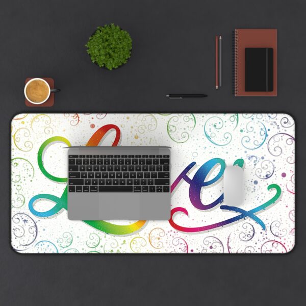 Inspirational Desk Mat with our "Love" 'spirals' Design. Mouse Pad, Office Decor Desk Accessory, Gaming Pad, Computer Mat, Non-Slip - Image 7