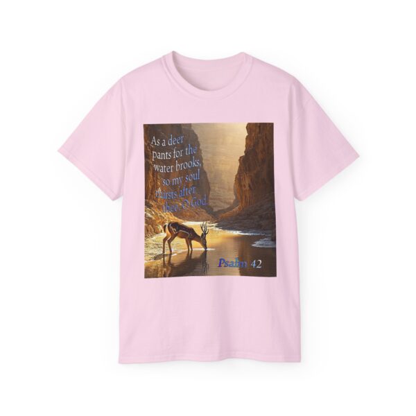 Our inspirational Psalm 42 'As a Deer Pants' in design! Christian Unisex Cotton T-Shirt, Faith Spiritual Apparel, Love Gift - Image 25