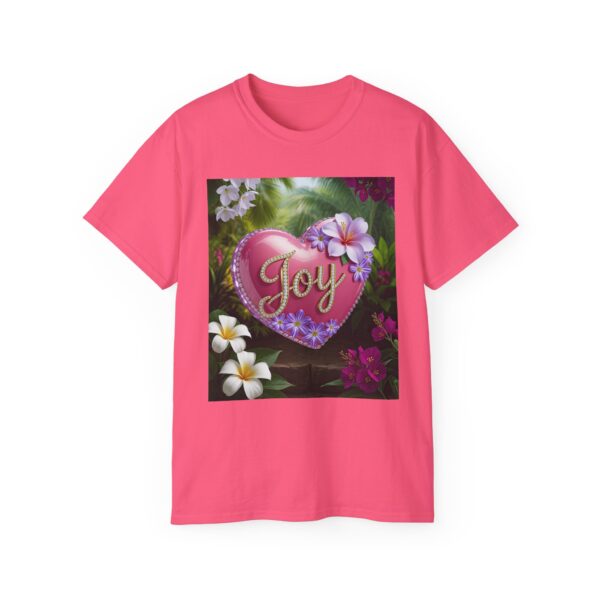 Our inspirational "Joy" 'Solid Pink Heart' Design! on a Christian Unisex Cotton T-Shirt, Faith Spiritual Apparel, Love Gift - Image 29