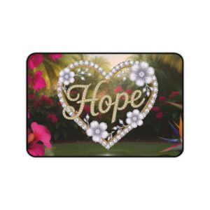 Inspirational Desk Mat "Hope" 'Diamond Ring Heart' - Mouse Pad, Office Decor Desk Accessory, Gaming Pad, Computer Mat, Non-Slip
