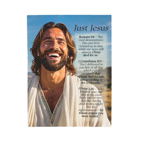 Our "Just Jesus" and Verses on Salvation Design Velveteen Plush Throw Blanket A Cozy Gift for Anniversary, Wedding Faith Home Decor Bedding - Image 9