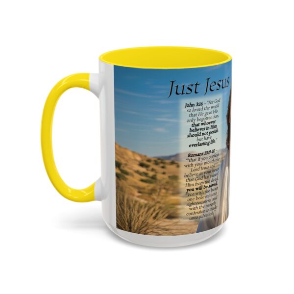 Our inspirational "Just Jesus" and Verses on Salvation Ceramic Accent Coffee Mug Design is Perfect for Wedding Gifts, Inspirational Decor - Image 63