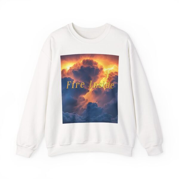 Crewneck Sweatshirt with our 'Storm Light' "Fire Inside" design! Beauty of Creation Tropical Storm Inspirational Sweatshirt Unisex - Image 11