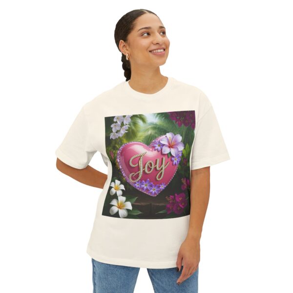 Our Inspirational "Joy" 'Solid Pink Heart' Design! Boxy T-Shirt Christian Faith Apparel Unisex Cotton Tee, Oversized Boxy Top T-shirt - Image 6