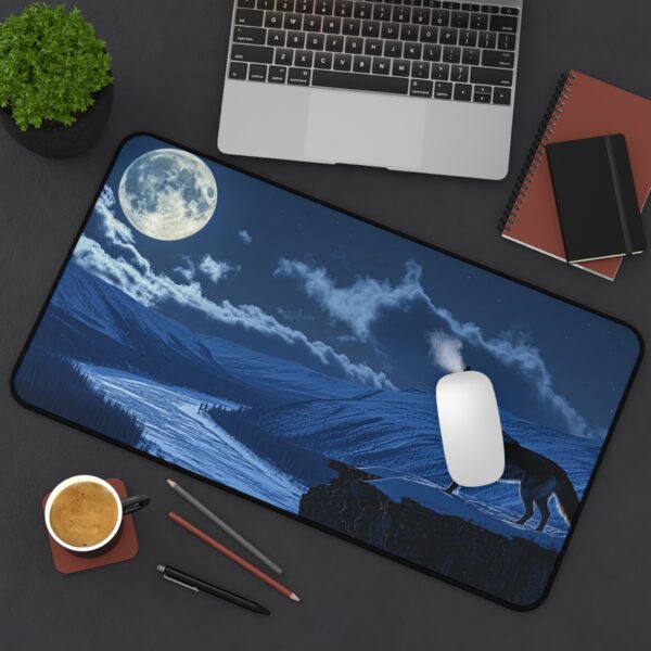 Inspirational Desk Mat 'Wolf Moon' Scenic Mouse Pad, Office Decor, Inspirational Desk Accessory, Wolf Desk Mat, Moon Mouse Pad - Image 4