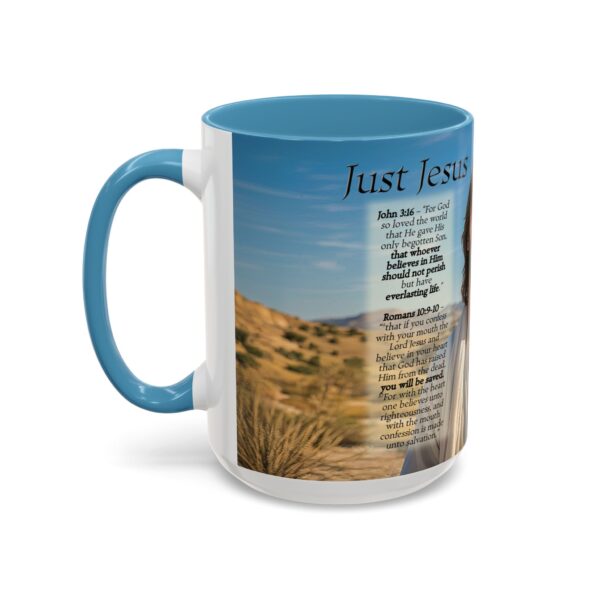 Our inspirational "Just Jesus" and Verses on Salvation Ceramic Accent Coffee Mug Design is Perfect for Wedding Gifts, Inspirational Decor - Image 39