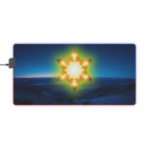 RGB LED Gaming Mouse Pad, Colorful Desk Mat with 'Star of David over Israel' Design, Gamer Home Office Decor, Computer Accessories, LED Backlit