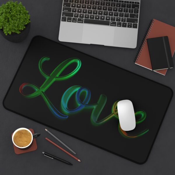 Inspirational Desk Mat with our "Love" 'light in darkness' Design. Mouse Pad, Office Decor Desk Accessory, Gaming Pad, Computer Mat, Non-Slip - Image 5