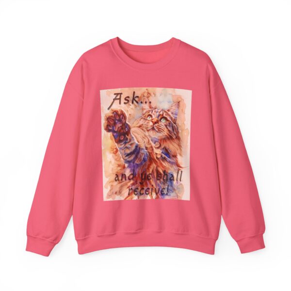 Crewneck Sweatshirt-with our "Ask ...and ye shall receive" Matt 7:7 featuring a Maine Coon Cat asking for a treat! Vintage Inspired Faith Apparel, Gospel Fashion Unisex Heavy - Image 22