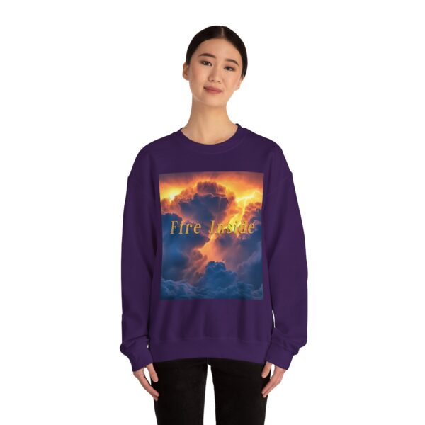 Crewneck Sweatshirt with our 'Storm Light' "Fire Inside" design! Beauty of Creation Tropical Storm Inspirational Sweatshirt Unisex - Image 46