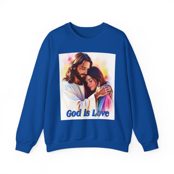 Crewneck Sweatshirt with our "God is Love" series with Jesus hugging a young lady! Inspirational Biblical, Vintage Inspired Gift - Image 21