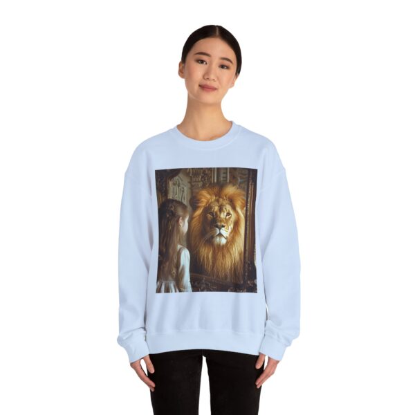 Crewneck Sweatshirt with our 'Lion in the Mirror' Inspirational design! Inspirational Biblical, Vintage, Lion of Judah and Aslan-Inspired Gift - Image 16