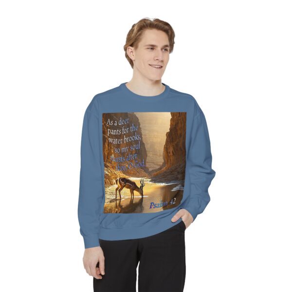 Sweatshirt Unisex with our inspirational Psalm 42 'As a Deer Pants' design! Faith Apparel Gospel Fashion Jumper, Pullover - Image 3